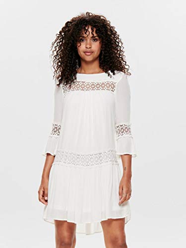 Only ONLTYRA 3/4 Life Short Dress WVN Noos Casual, Cloud Dancer, 34 para Mujer