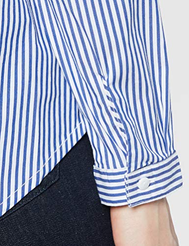 Only T-Shirt, Zierfalten, A-Linie, Rundhalsausschnitt Blusa, Blanco (Cloud Dancer Stripes: Medium Blue), Medium (Talla del Fabricante: 38) para Mujer