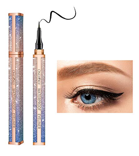 Onlyoily Delineador de ojos a prueba de agua, delineador líquido negro, resistente al agua, antiincrustante, 36 horas delineador líquido de larga duración