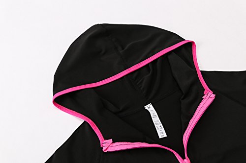 Onlyway Sudaderas de manga larga con cremallera para mujer, de secado rápido, Mujer, color negro, rosa, tamaño XL