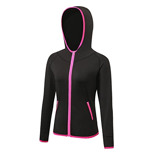 Onlyway Sudaderas de manga larga con cremallera para mujer, de secado rápido, Mujer, color negro, rosa, tamaño XL