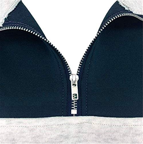 Onsoyours Jersey Punto Mujer Suéter Suelto Bloque de Color Informal Camisa Cuello Redondo Rayas Ligeras Manga Larga Camisetas Tops Pull-Over Suéter Mujer Primavera Otoño Invierno Azul 3XL