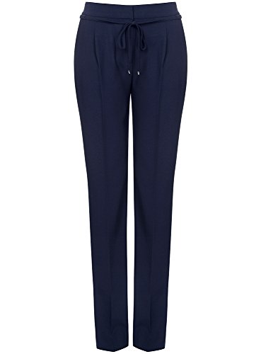 oodji Collection Mujer Pantalón con Cordones Decorativos, Azul, ES 38 / S
