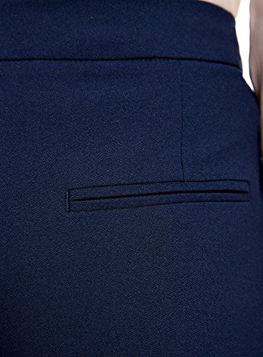 oodji Collection Mujer Pantalón con Cordones Decorativos, Azul, ES 38 / S