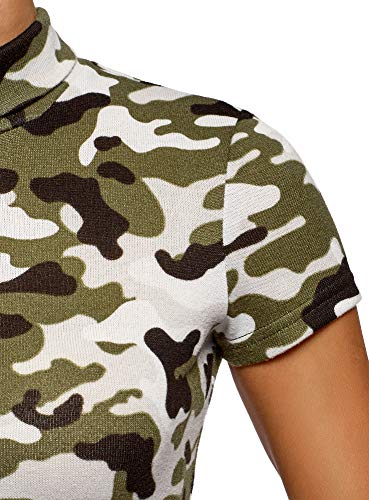 oodji Collection Mujer Suéter de Cuello Alto Básico de Manga Corta, Verde, ES 38 / S