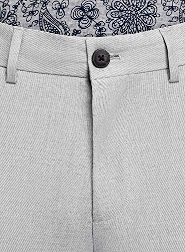 oodji Ultra Hombre Pantalones Clásicos Ajustados, Gris, 42