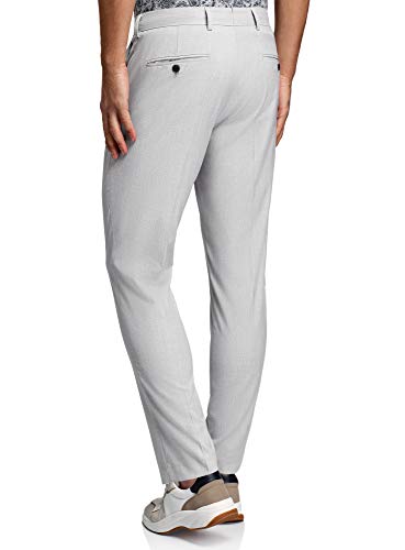 oodji Ultra Hombre Pantalones Clásicos Ajustados, Gris, 42
