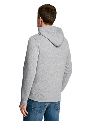 oodji Ultra Hombre Sudadera con Cremallera y Capucha, Gris, ES 44 / XS