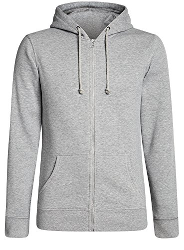 oodji Ultra Hombre Sudadera con Cremallera y Capucha, Gris, ES 44 / XS