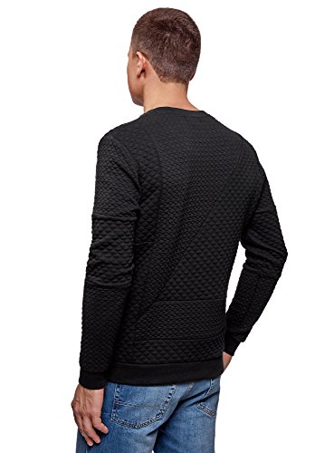oodji Ultra Hombre Sudadera de Tejido Texturizado, Negro, ES 56 / XL