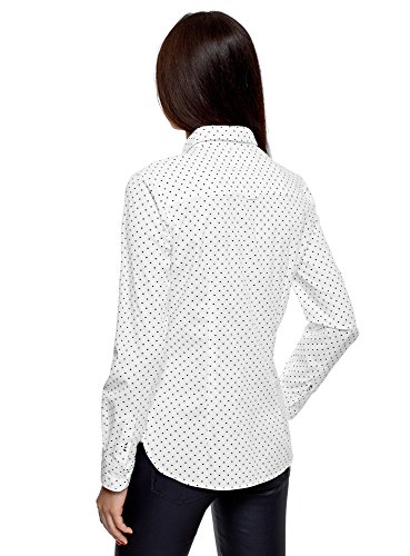 oodji Ultra Mujer Camisa Básica de Algodón, Blanco, ES 34 / XXS