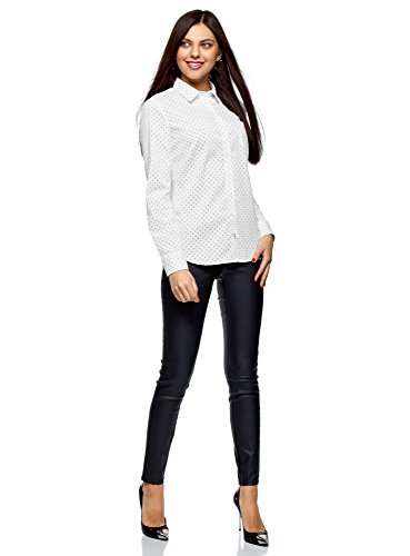 oodji Ultra Mujer Camisa Básica de Algodón, Blanco, ES 34 / XXS