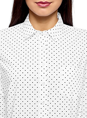 oodji Ultra Mujer Camisa Básica de Algodón, Blanco, ES 34 / XXS