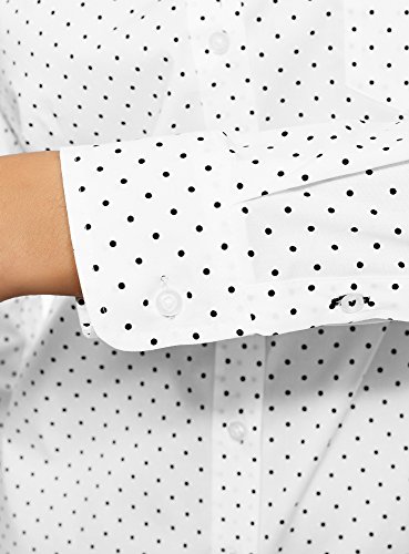 oodji Ultra Mujer Camisa Básica de Algodón, Blanco, ES 34 / XXS