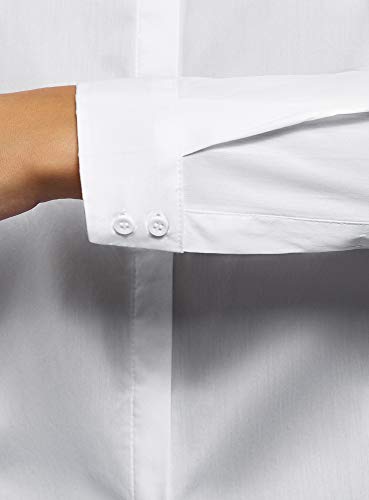 oodji Ultra Mujer Camisa Básica Entallada, Blanco, ES 36 / XS