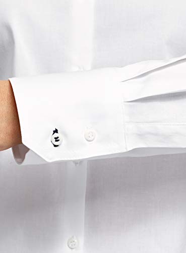 oodji Ultra Mujer Camisa de Algodón con Cuello de Solapa, Blanco, ES 44 / XL