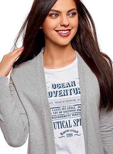 oodji Ultra Mujer Cárdigan de Punto sin Cierre, Gris, ES 34 / XXS