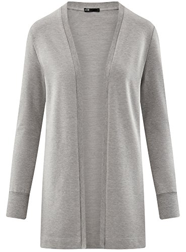 oodji Ultra Mujer Cárdigan de Punto sin Cierre, Gris, ES 34 / XXS