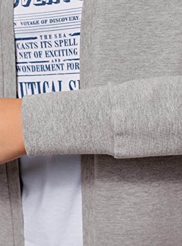 oodji Ultra Mujer Cárdigan de Punto sin Cierre, Gris, ES 34 / XXS