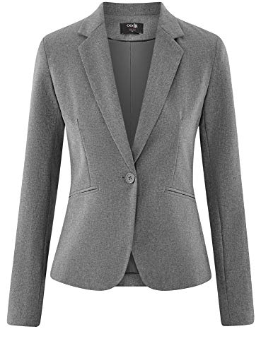 oodji Ultra Mujer Chaqueta Básica Ajustada, Gris, ES 42 / L