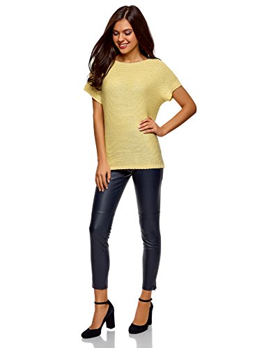 oodji Ultra Mujer Jersey Básico de Manga Corta, Amarillo, ES 38 / S
