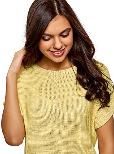 oodji Ultra Mujer Jersey Básico de Manga Corta, Amarillo, ES 38 / S