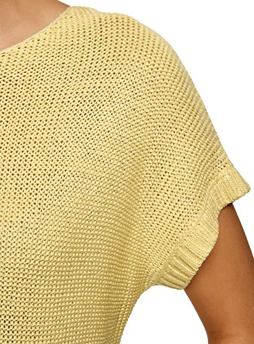 oodji Ultra Mujer Jersey Básico de Manga Corta, Amarillo, ES 38 / S