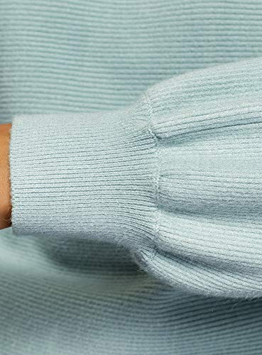 oodji Ultra Mujer Jersey con Cuello Chimenea y Mangas Voluminosas, Turquesa, ES 40 / M