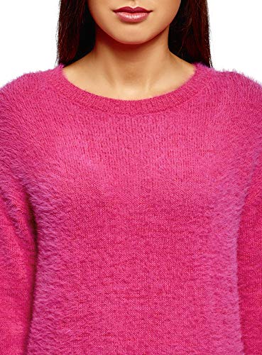 oodji Ultra Mujer Jersey de Punto con Espalda Alargada, Rosa, ES 36 / XS