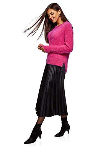 oodji Ultra Mujer Jersey de Punto con Espalda Alargada, Rosa, ES 36 / XS