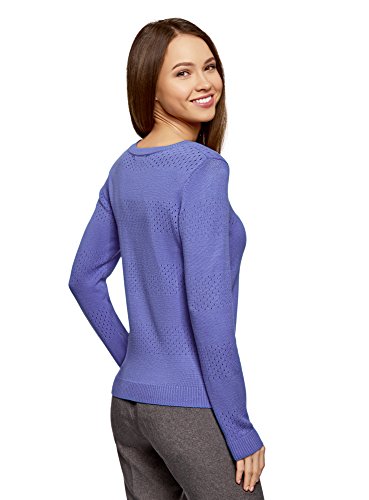 oodji Ultra Mujer Jersey de Punto Texturizado con Cuello Redondo, Morado, ES 44 / XL