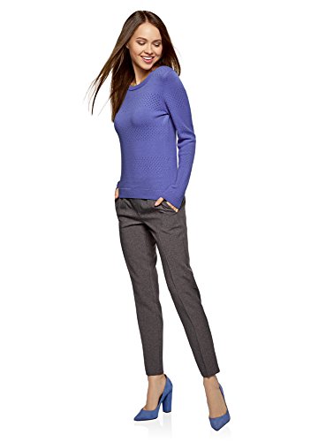 oodji Ultra Mujer Jersey de Punto Texturizado con Cuello Redondo, Morado, ES 44 / XL