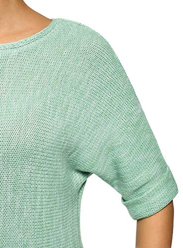 oodji Ultra Mujer Jersey Holgado con Cuello Barco, Verde, ES 38 / S
