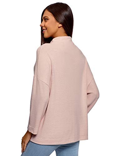 oodji Ultra Mujer Jersey Holgado con Cuello Chimenea, Rosa, ES 38 / S