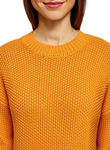 oodji Ultra Mujer Jersey Holgado de Punto Texturizado, Naranja, ES 42 / L