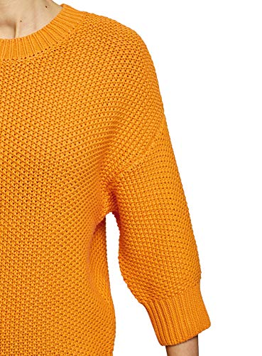 oodji Ultra Mujer Jersey Holgado de Punto Texturizado, Naranja, ES 42 / L