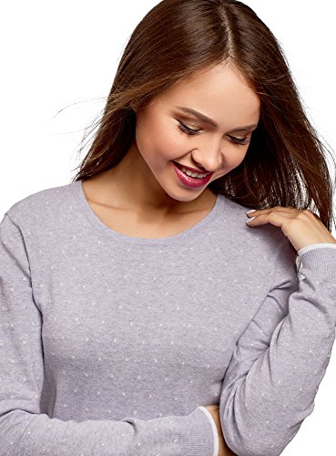 oodji Ultra Mujer Jersey Recto con Cuello Redondo, Morado, ES 36 / XS