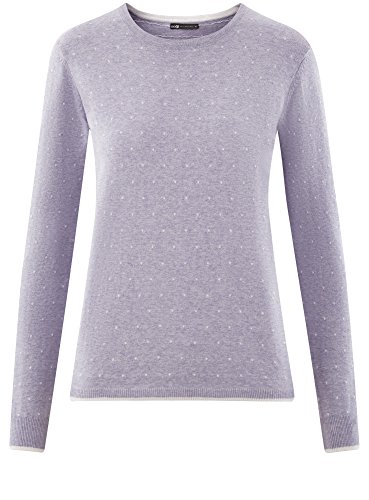 oodji Ultra Mujer Jersey Recto con Cuello Redondo, Morado, ES 36 / XS