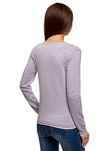 oodji Ultra Mujer Jersey Recto con Cuello Redondo, Morado, ES 36 / XS