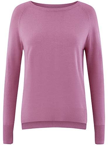 oodji Ultra Mujer Jersey Recto con Escote Redondo, Morado, ES 44 / XL
