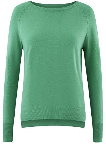 oodji Ultra Mujer Jersey Recto con Escote Redondo, Verde, ES 34 / XXS