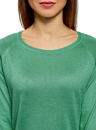 oodji Ultra Mujer Jersey Recto con Escote Redondo, Verde, ES 34 / XXS