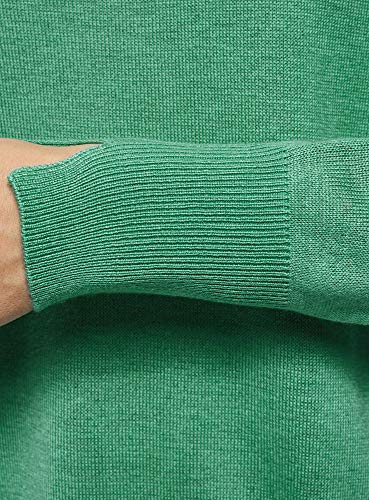 oodji Ultra Mujer Jersey Recto con Escote Redondo, Verde, ES 34 / XXS