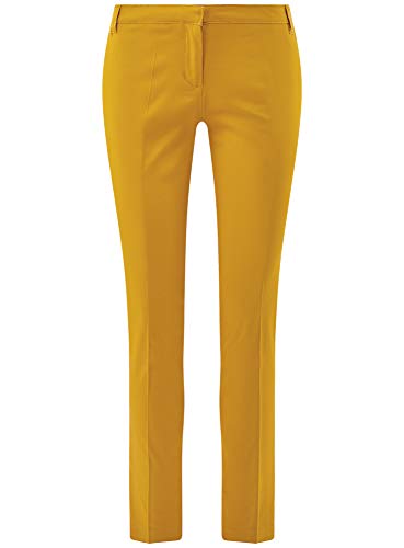 oodji Ultra Mujer Pantalones Básicos de Verano, Amarillo, ES 38 / S