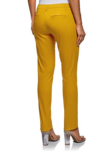oodji Ultra Mujer Pantalones Básicos de Verano, Amarillo, ES 38 / S