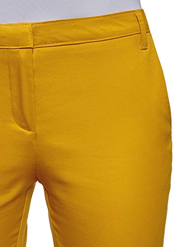 oodji Ultra Mujer Pantalones Básicos de Verano, Amarillo, ES 38 / S