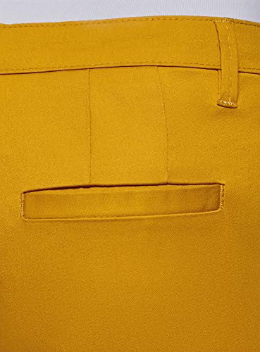 oodji Ultra Mujer Pantalones Básicos de Verano, Amarillo, ES 38 / S
