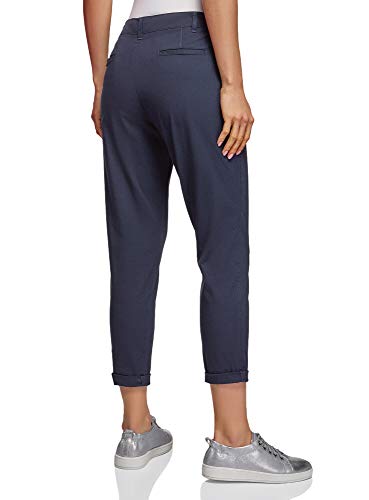 oodji Ultra Mujer Pantalones Chinos de Algodón, Azul, 44