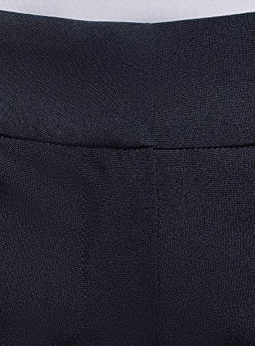 oodji Ultra Mujer Pantalones Clásicos con Pinzas, Azul, ES 42 / L