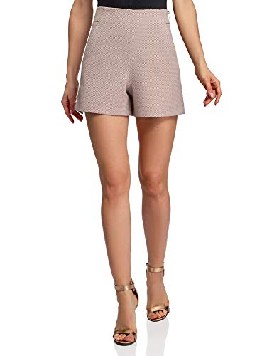 oodji Ultra Mujer Pantalones Cortos de Jacquard de Tiro Alto, Rosa, ES 40 / M